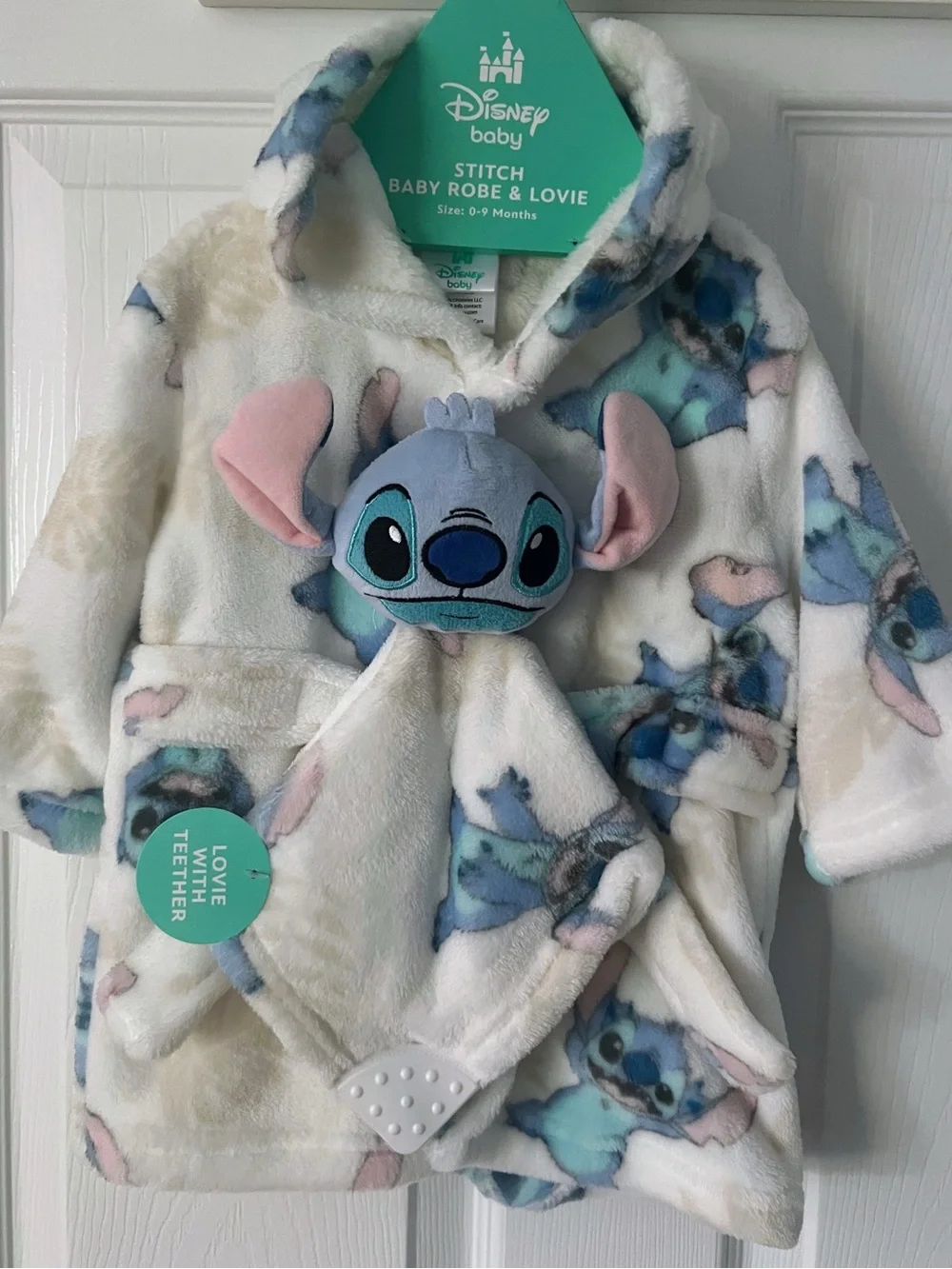 Disney Baby Stitch Plush Robe & Lovie Set. 0-9 Months. Brand New